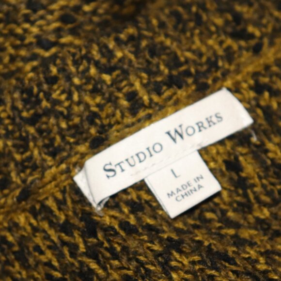 🖤🍂🧵 Brown & Black Tweed Knit Sweater · Studio Works · Size Large - Picture 2 of 6
